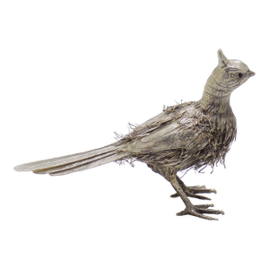 Vintage Italian Handmade Genuine Silver Bird & Silver Plumes Figurine Sculpture