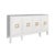 Contemporary Matthew Izzo Home Effie White Linen Four Door Buffet With Square Brass Handles and Glass Top For Sale - Image 3 of 9