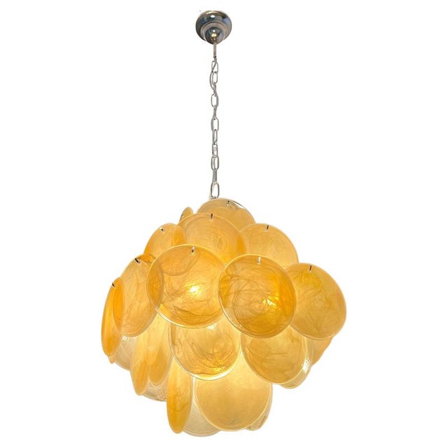 Italian Murano Glass Disc Chandeliers, 1990, Set of 2 For Sale - Image 10 of 18