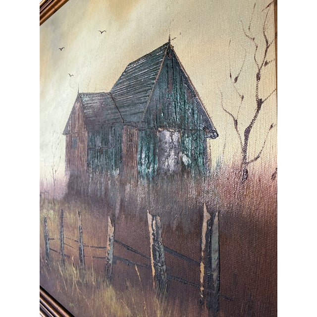 1970s Vintage Lee. Sound Impressionist Landscape Oil Painting on Canvas – Framed For Sale - Image 10 of 16