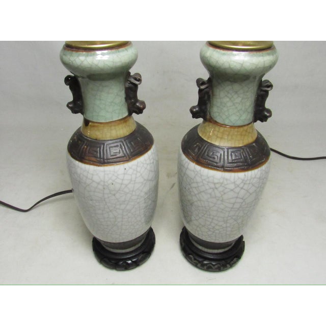 Pair of Chinese Crackle Glaze Lamps For Sale - Image 16 of 16