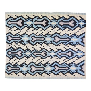 Afghan Mazandaran Natural Color Hand Made Organic Wool Modern Kilim,6'3"x7'6" For Sale