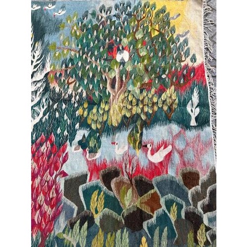 Very beautiful mid century Egyptian tapestry in the style of Wissa Wassef school, with beautiful native design and...