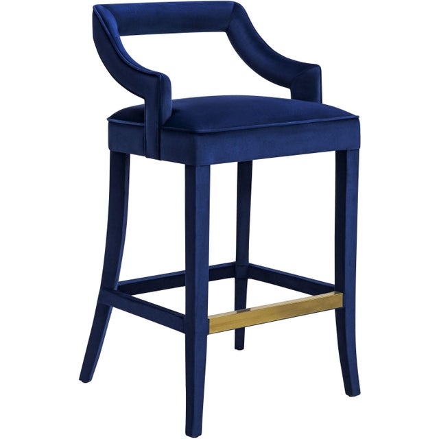Tiffany Navy Velvet Counter Stool Chairish