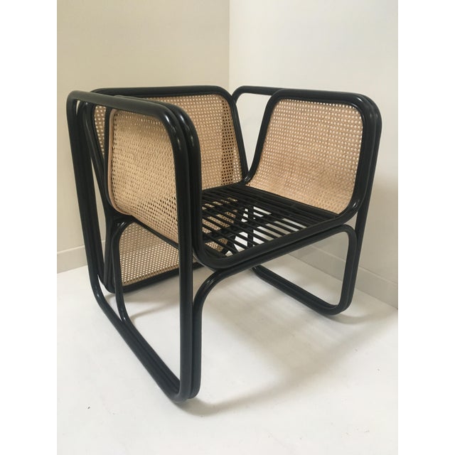Large Rattan Armchair with Cane Back and Seat For Sale - Image 10 of 16