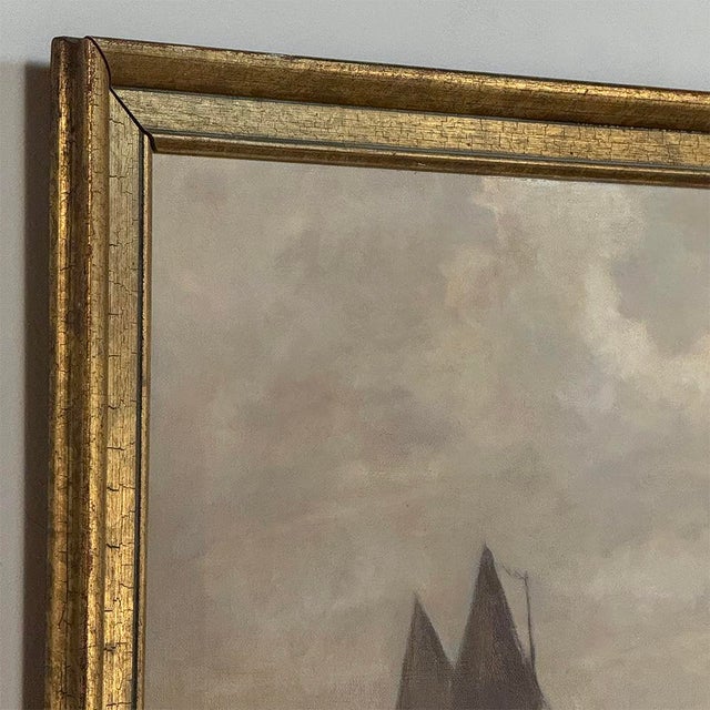 Antique Framed Nautical Oil Painting on Panel ~ Signed For Sale - Image 13 of 15