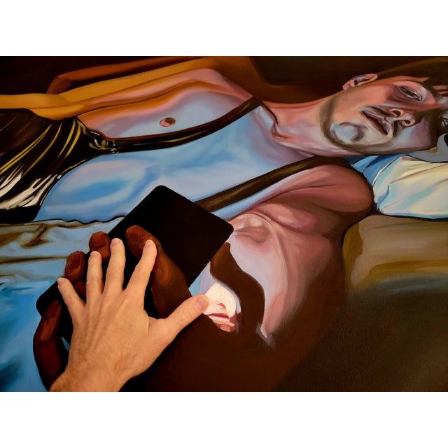 Figurative Gustavo Uriel Oil on Canvas Titled 'Dissimulate' From 2015 Signed Verso, Large Work For Sale - Image 3 of 9