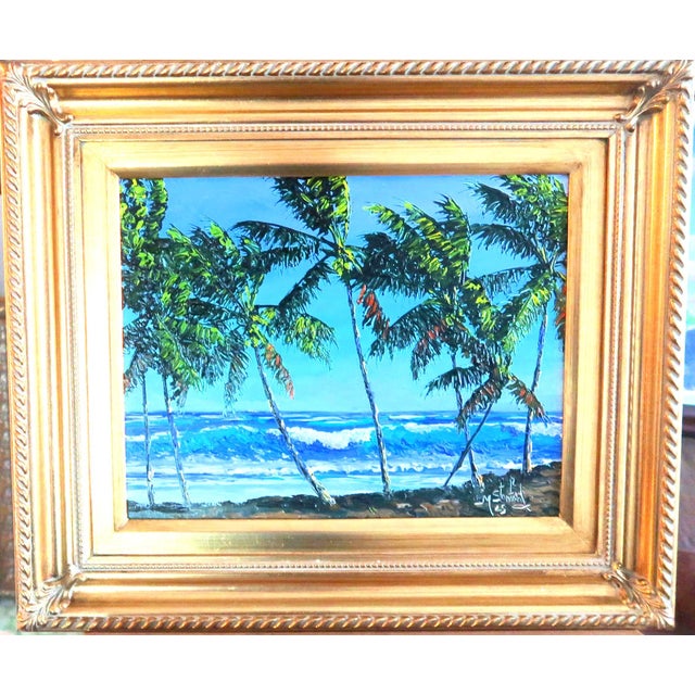 Mark Stanford (American B. 1959 - ) - Sculpture in Oils. "Coconut Trees on the Beach" Signed Oil on Canvas With Coa - For Sale In Miami - Image 6 of 14
