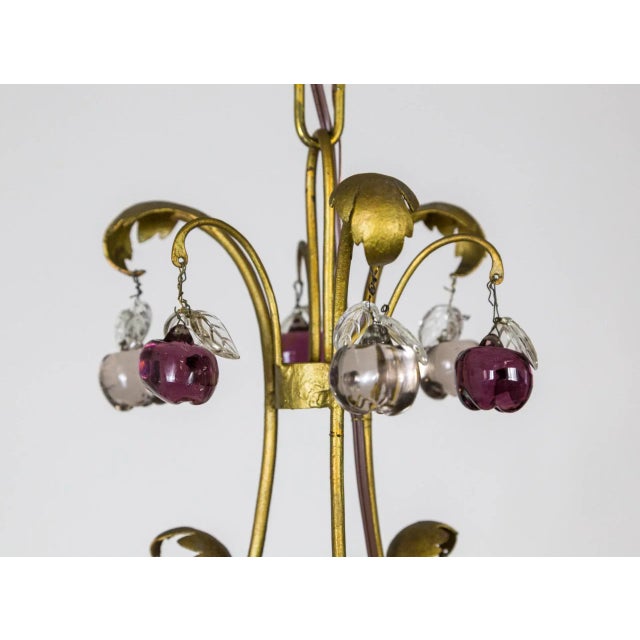 Brass 1940s Gilt Purple & Amber Fruit Crystal Chandelier For Sale - Image 8 of 12