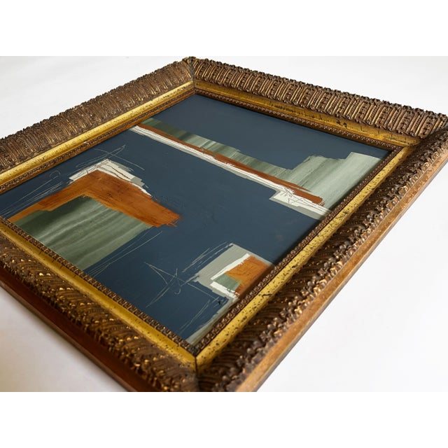 “River Moss" Abstract Art in Gold Antique 1800's Frame, Transitional Living Room Art by JTS For Sale In Minneapolis - Image 6 of 10