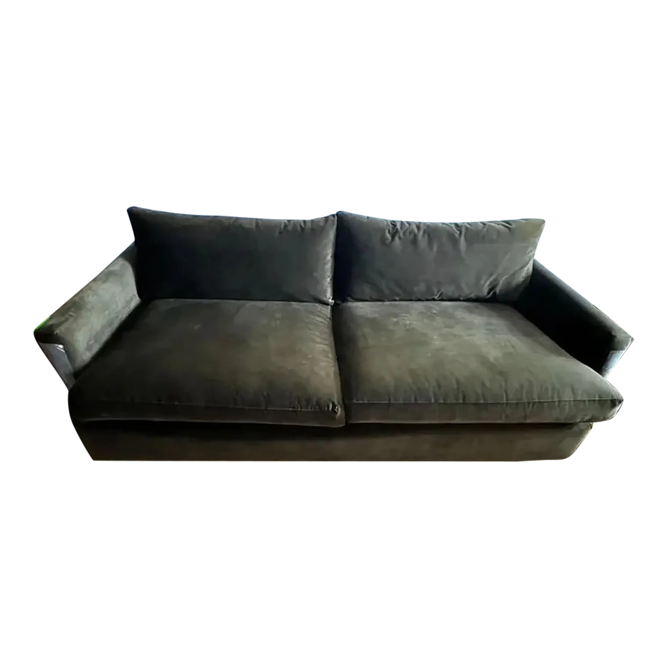 Crate & Barrel Lounge Deep Olive Green Sofa | Chairish
