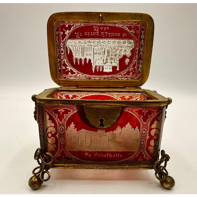 Bohemian Glass Jewelery Box, 1800s For Sale - Image 11 of 12