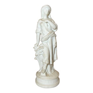 Antique 19th Century Parian Porcelain Lady European Figural Statue Figure Woman For Sale