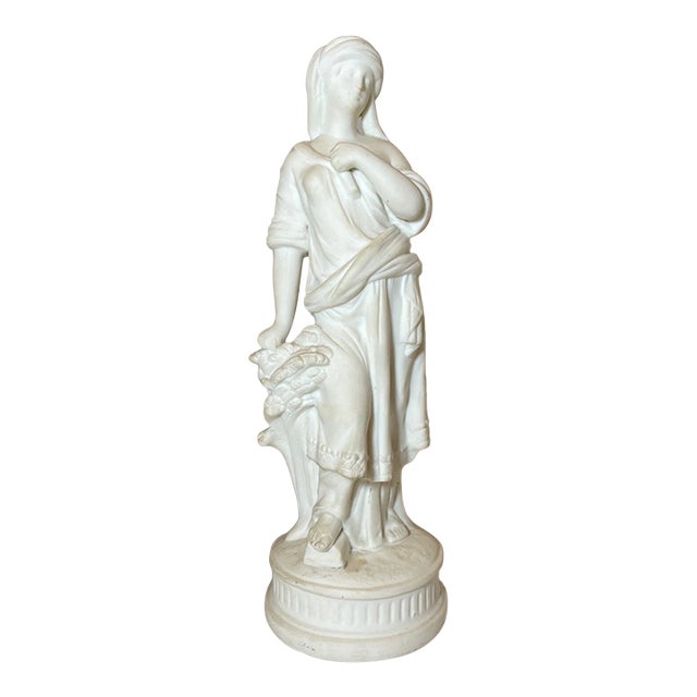 Antique 19th Century Parian Porcelain Lady European Figural Statue Figure Woman For Sale