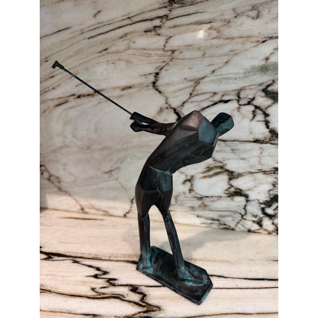 Vintage bronze cubist golfer, C 1930 gorgeous Verdigris patina. Unsigned.