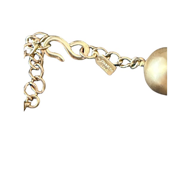 Late 20th Century Vintage Kenneth Jay Lane KJL Chunky Matte Gold Faux Pearl Statement Necklace For Sale - Image 5 of 6