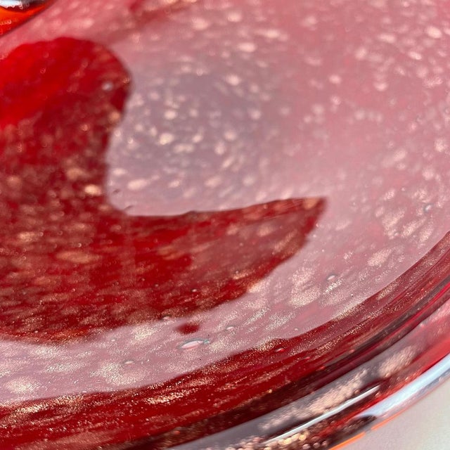 Red Murano Glass Shell Bowl with Gold Dust, Italy, 1970s For Sale - Image 12 of 18