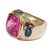 Christina Addison Morganite and Rock Crystal Rose Gold Three Stone Cushion Ring For Sale - Image 11 of 12