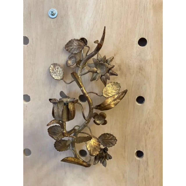 1970s Vintage Decorative Candle Holder Sconce With Floral Design. For Sale - Image 5 of 7