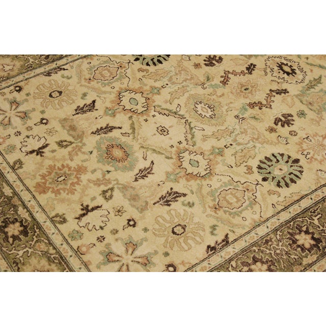 Boho Chic Beige/Green Wool Rug - 4'2'' X 5'11'' For Sale - Image 4 of 10