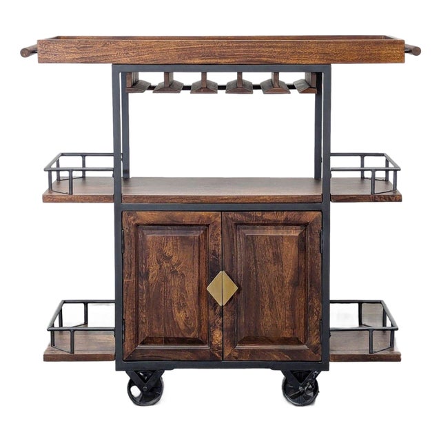 17 Stories Zamora Two Door Wine Bar Cart For Sale