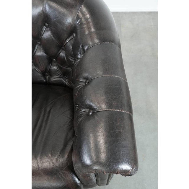 Vintage Chesterfield Club Chairs in Dark Cowhide Leather, Set of 2 For Sale - Image 9 of 15