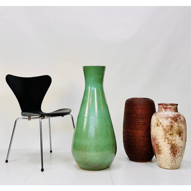 Mid-Century Modern Large Turquoise Glazed Ceramic Floor Vase, Italy, 1950s For Sale - Image 3 of 18