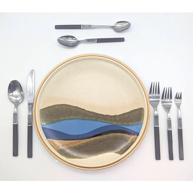 Chrome 1960s Oneida Northland "Anticipation" Stainless Steel & Teak Composite Flatware, Set of 49 Pieces For Sale - Image 8 of 13