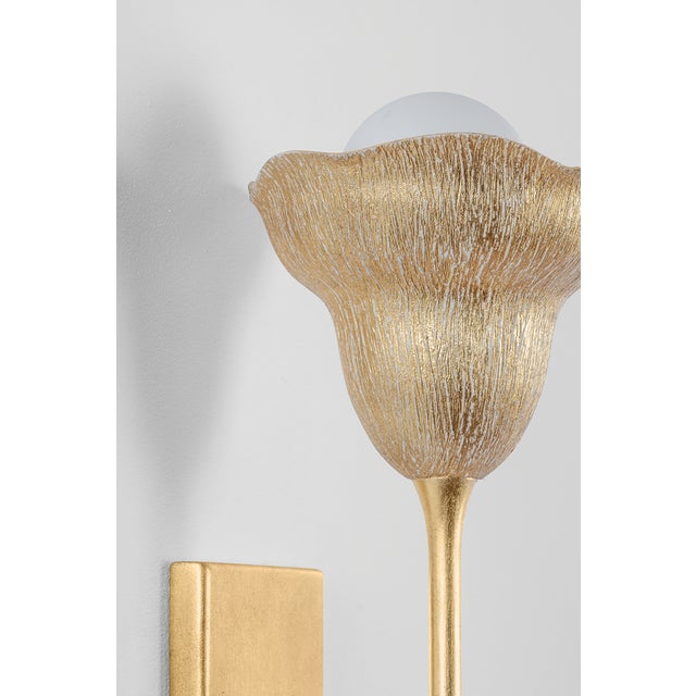 Metal Hudson Valley Lighting Alora 6.5 in. 1 Light Wall Sconce in Vintage Gold Leaf and Gilded Ivory Finish For Sale - Image 7 of 9