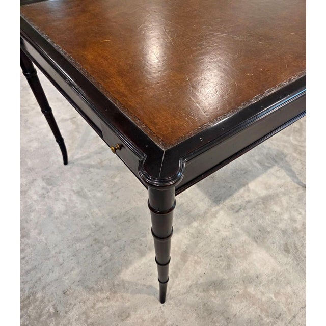 1980s Faux Bamboo Leather Top Mahjong Table For Sale - Image 11 of 14