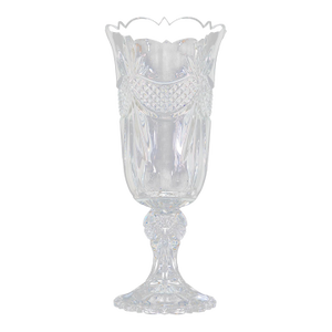 Towle - Fan Cut Crystal Glass Vase With Tapered Stem, C. 1970s