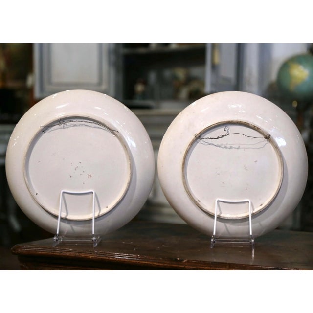 Pair of 19th Century French Hand Painted Ceramic Barbotine Fruit Wall Platters For Sale - Image 12 of 12