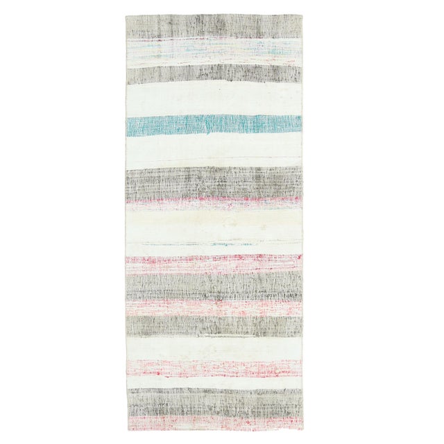 Vintage Turkish Hand-Knotted Wool Cotton Beige Kilim Runner For Sale - Image 11 of 11