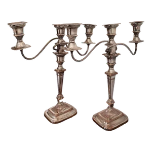 Pair of Sheffield Silverplated Convertible Three Light Candelabras, Circa 1840s