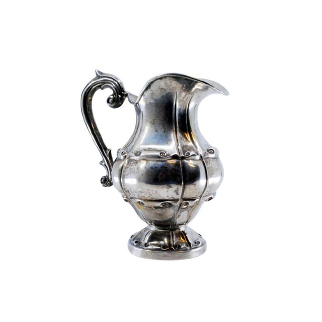Gummed Silver Milk Jug with Raised Scrolls and Circular Base For Sale - Image 11 of 11