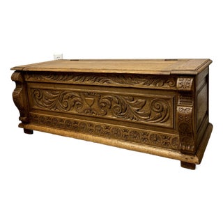 Antique English Oak Blanket Chest For Sale