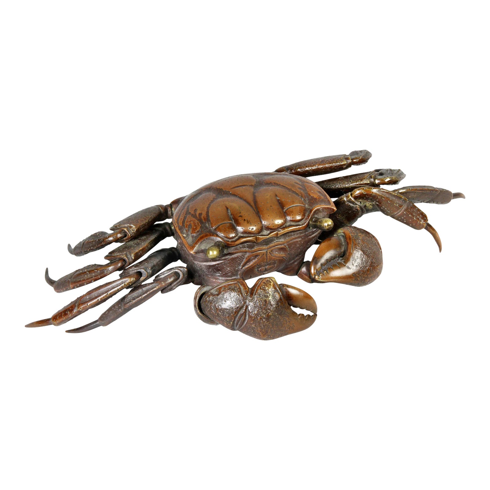 Japanese Meiji Articulated Bronze Crab Chairish