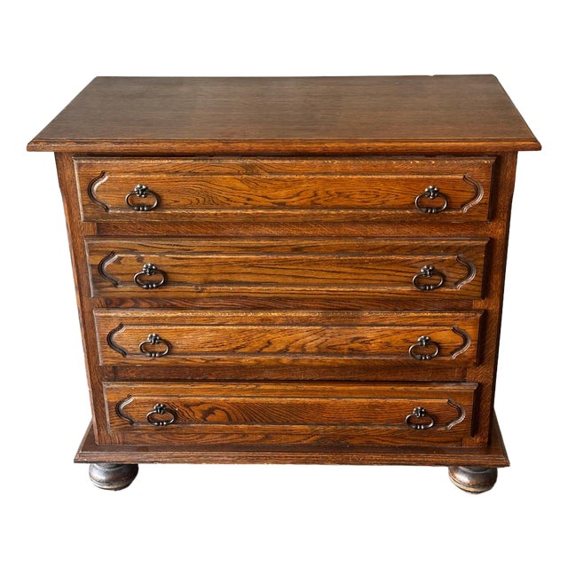 Mid-Century Modern Oak Chest of Drawers with Four Drawers, 1950s For Sale