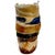 1970s 1970's Brutalist Art Pottery Striped Slab Oval Vase For Sale - Image 5 of 9