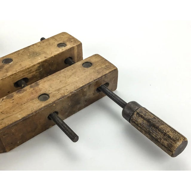 Vintage Solid Wood Carpenter Screw Clamp For Sale In Portland, ME - Image 6 of 10