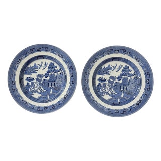 Vintage Johnson Brothers “Willow” Dinner Plate - A Pair For Sale