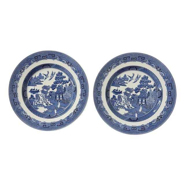 Vintage Johnson Brothers “Willow” Dinner Plate - A Pair For Sale