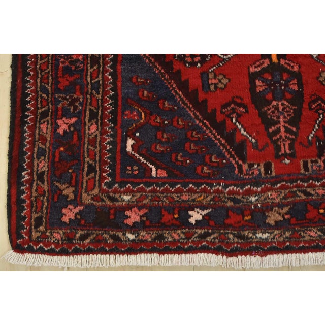 Zanjan Runner 3’4” X 10′ Red Wool Vintage Tribal Hand-Knotted Oriental Rug For Sale - Image 12 of 15