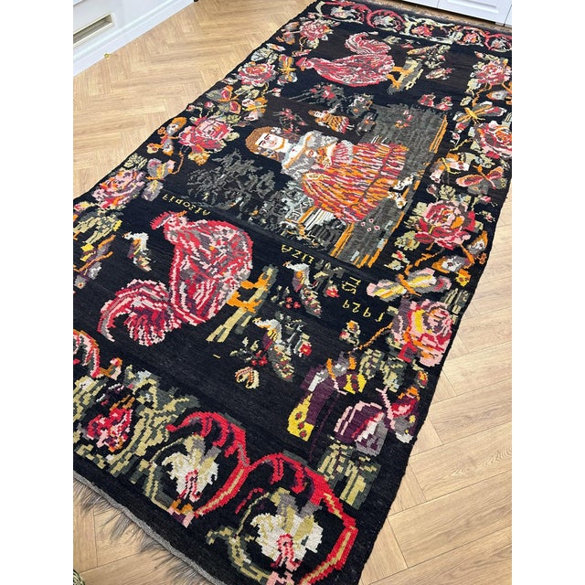 Textile Oversized 1929 Dated Balkan Naive Figural Textile Art Masterpiece For Sale - Image 7 of 17