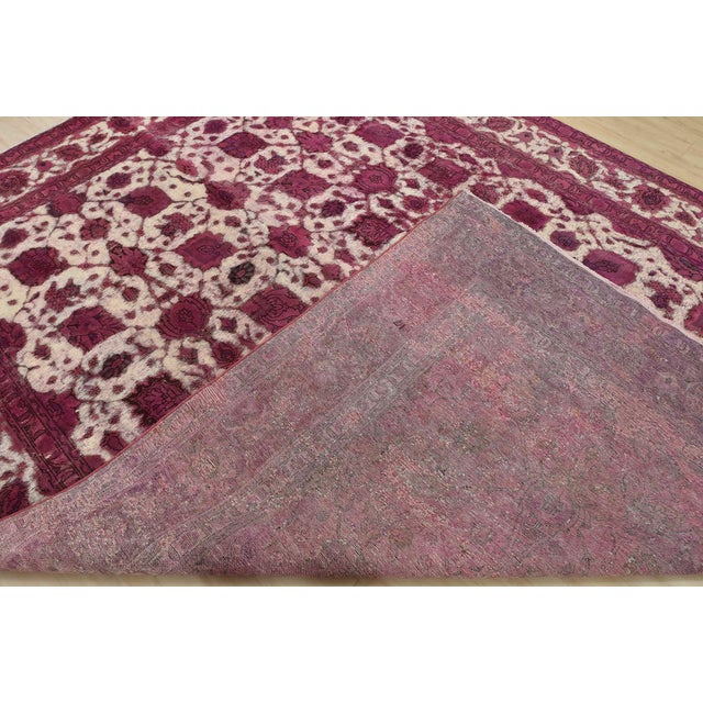 Tabriz Rug 10′ X 12’8” Pink Wool Vintage Overdyed Hand-Knotted Oriental Carpet For Sale - Image 14 of 15