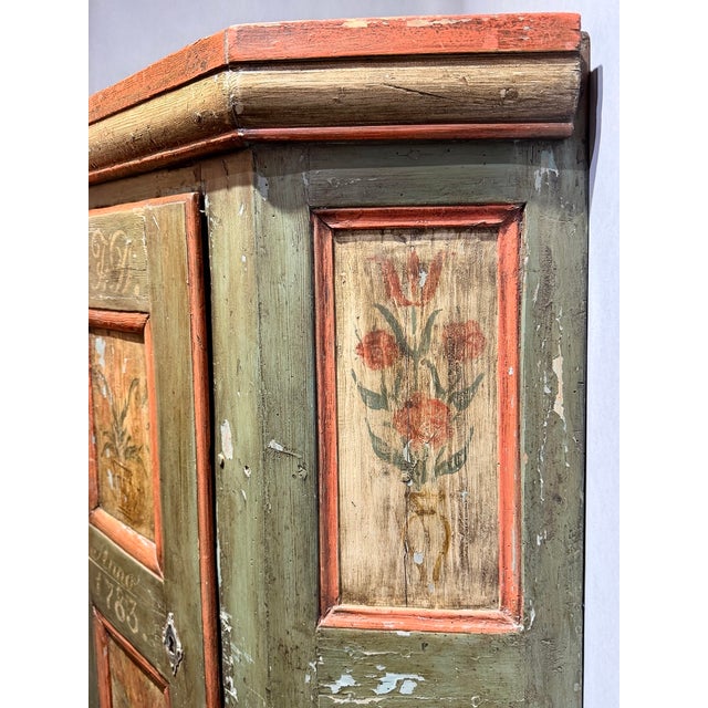 Late 18th Century Swedish Blue-Green Painted Folk Art Corner Cabinet For Sale - Image 12 of 18