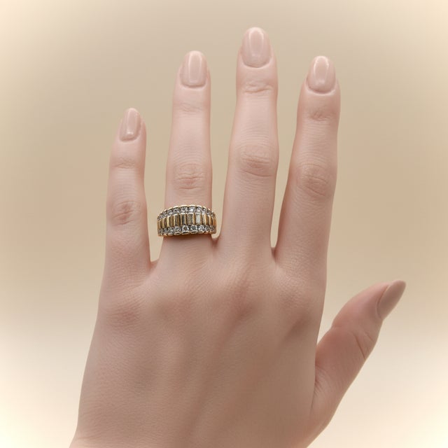 Vintage 14k Gold Diamond Encrusted Band, Size 5.5 For Sale - Image 10 of 10
