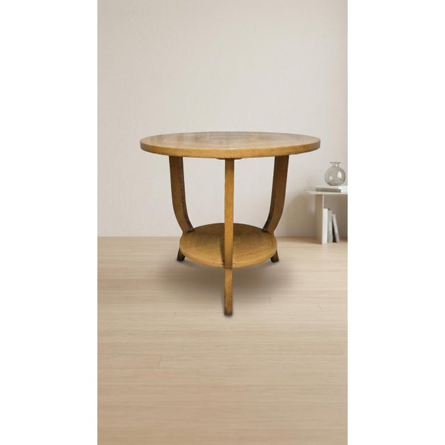 Brown 20th Century Vintage Round Wooden Coffee Table with Lower Shelf, 1940s For Sale - Image 8 of 13