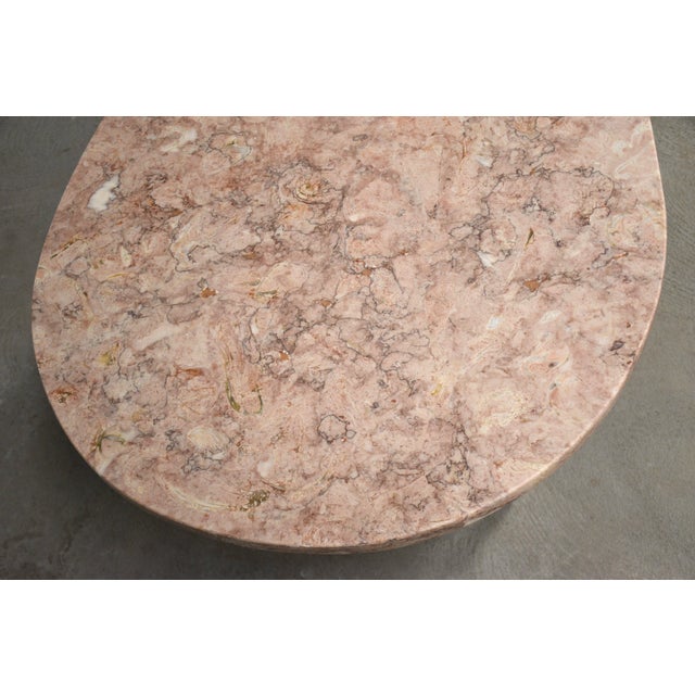 1960s 1960s Refinished Cherry Pink Marble and Brass Coffee Table For Sale - Image 5 of 11