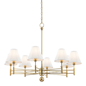 Mark D. Sikes 8 Light Classic No. 1 Chandelier, Aged Brass, Natural Shade